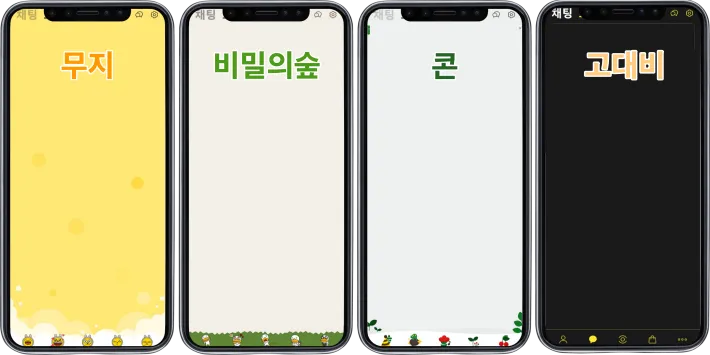 카카오톡 공식 테마 무지, 비밀의 숲, 콘, 고대비